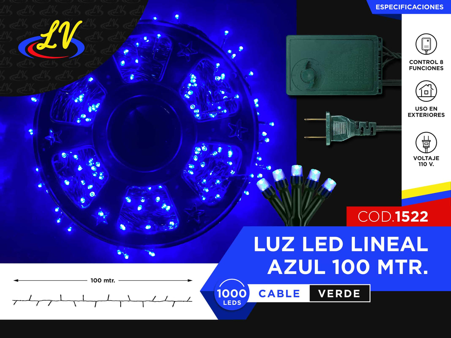 LINEAL TIPO UL – AZUL – 100 MTS