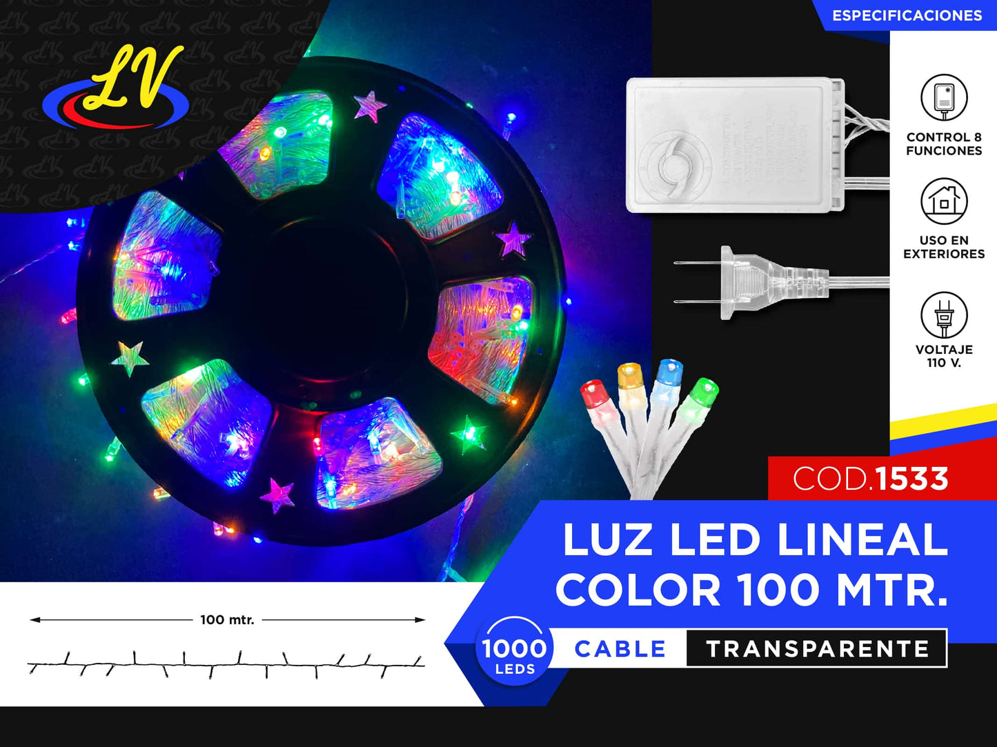 LINEAL TIPO UL – MULTICOLOR – 100 MTS