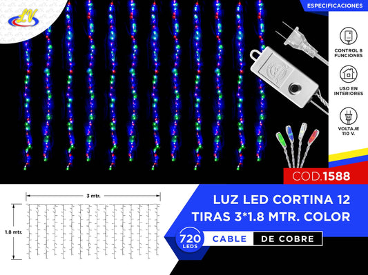 CORTINA 12 TIRAS – COLOR - 3 X 1.8   MTR