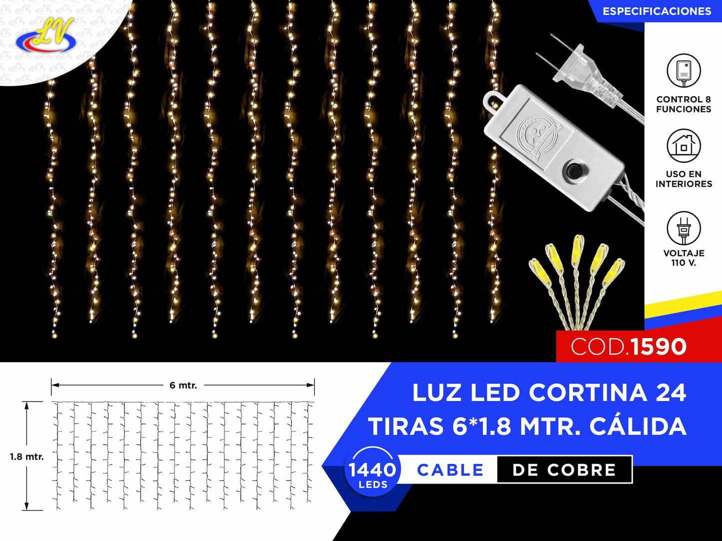 CORTINA 24 TIRAS – CALIDA - 6 X 1.8 MTR