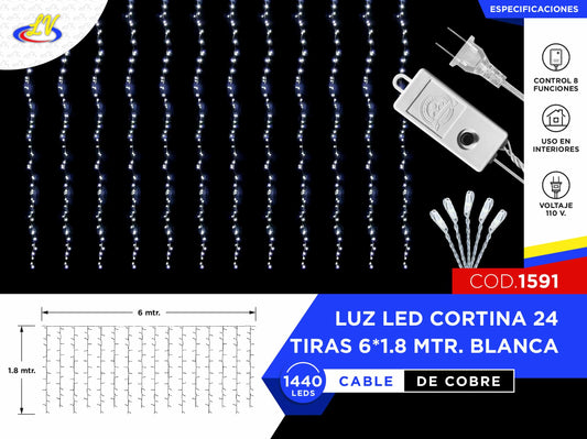 CORTINA 24 TIRAS – BLANCA - 6 X 1.8 MTR